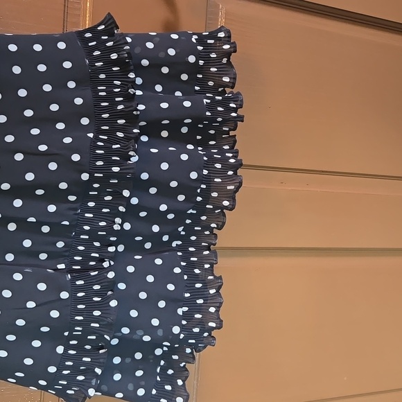 Keepsake-Blk/white polka dot dress with ruffled sleeves & skirt Sz M/L - Picture 4 of 9